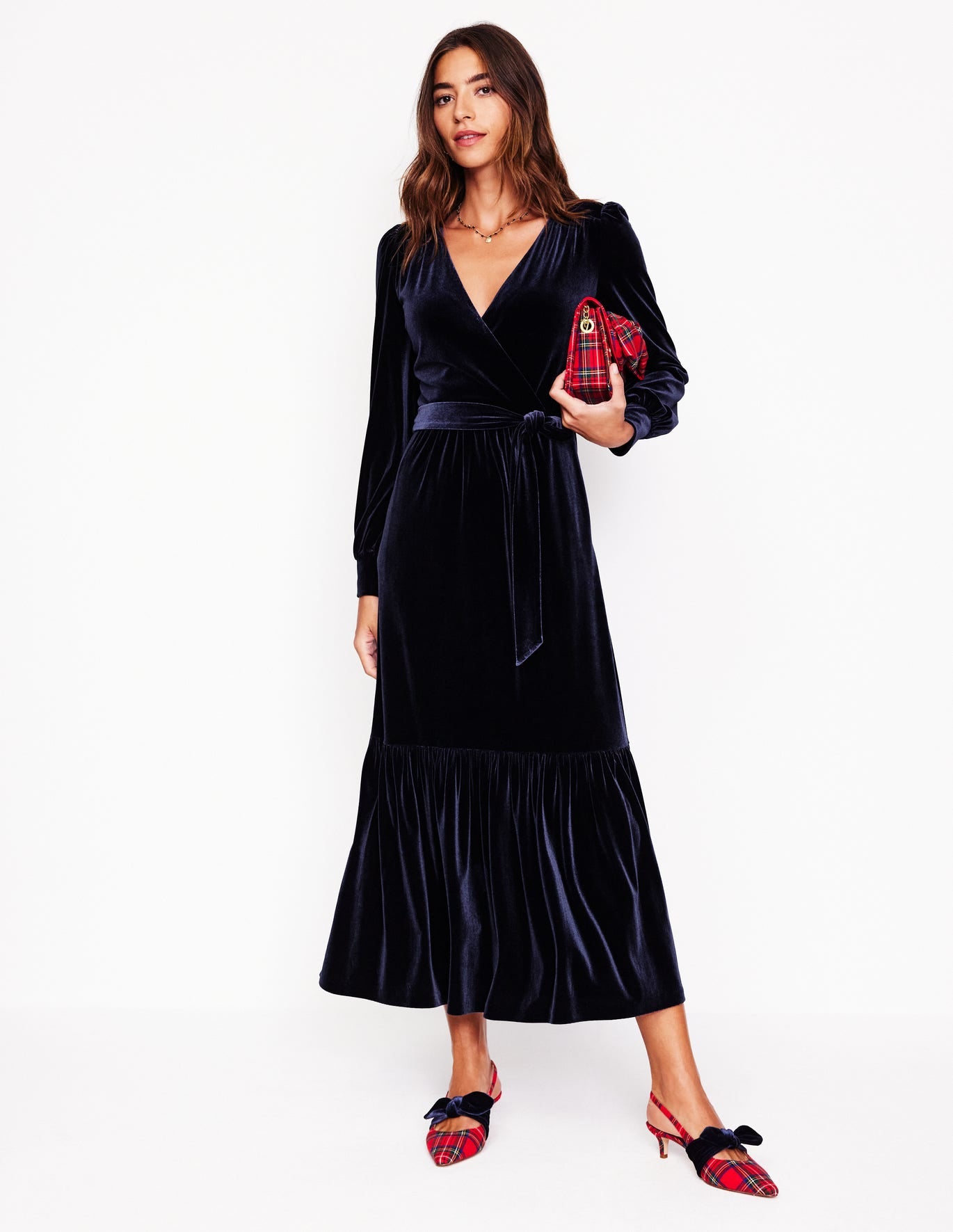 Ophelia Velvet Midi Wrap Dress