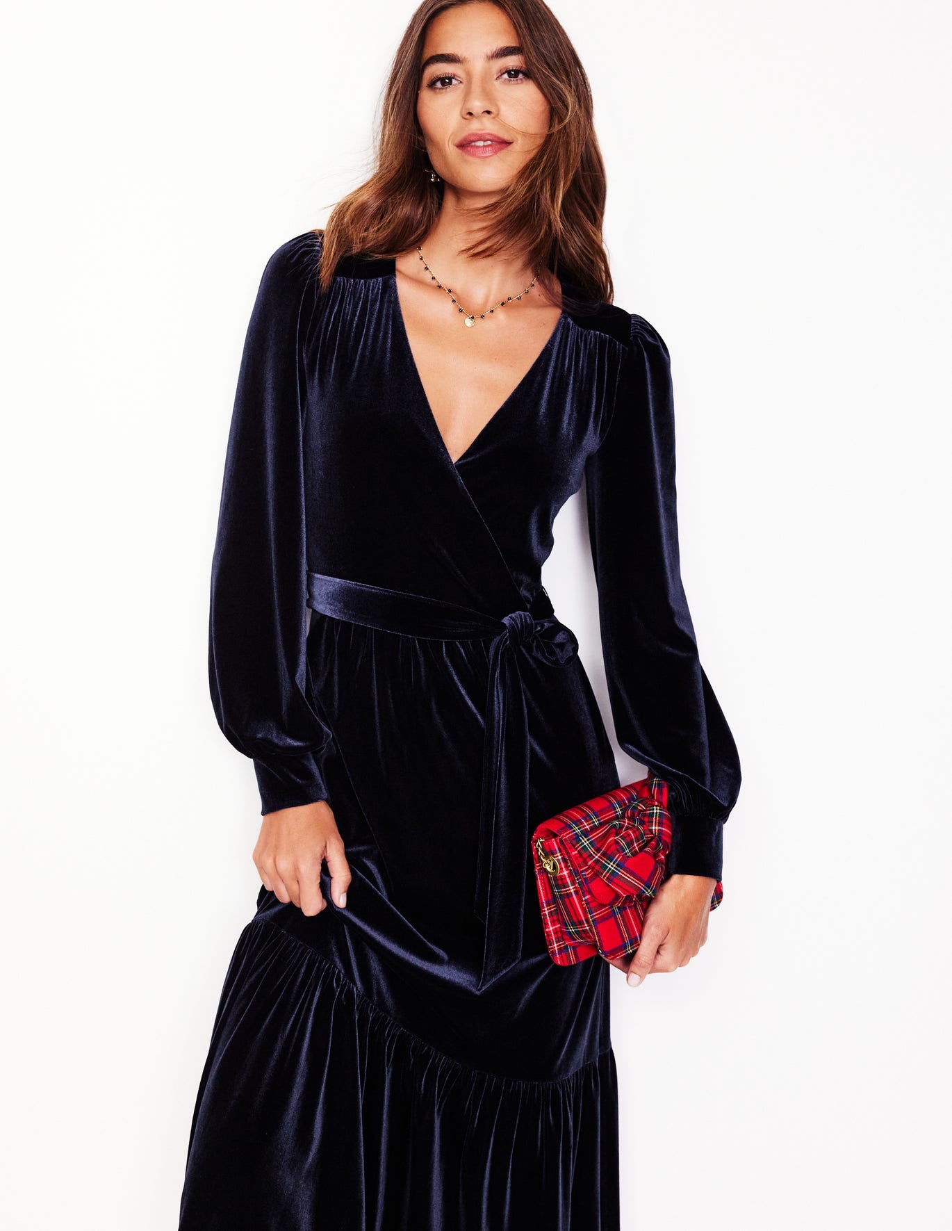 Ophelia Velvet Midi Wrap Dress