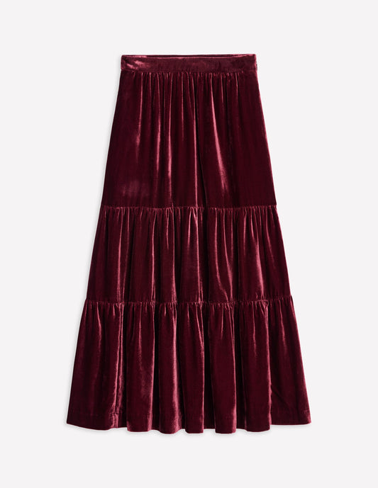 Viv Velvet Tiered Maxi Skirt