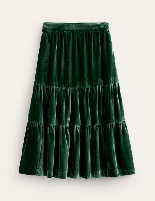 Viv Velvet Tiered Maxi Skirt