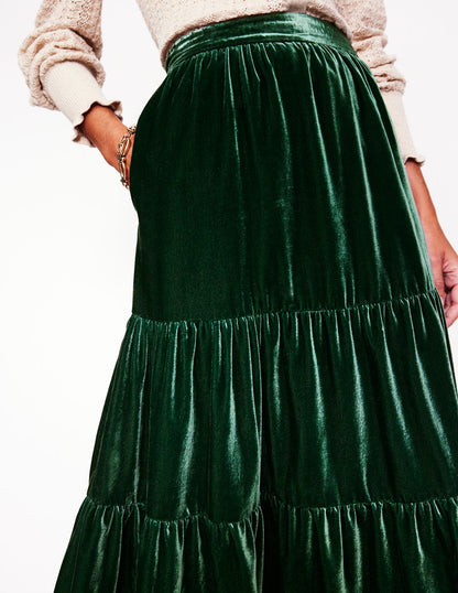 Viv Velvet Tiered Maxi Skirt