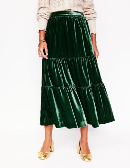 Viv Velvet Tiered Maxi Skirt