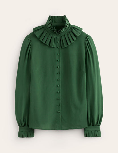 Ruffle Collar Silk Blouse