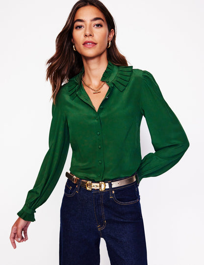 Ruffle Collar Silk Blouse