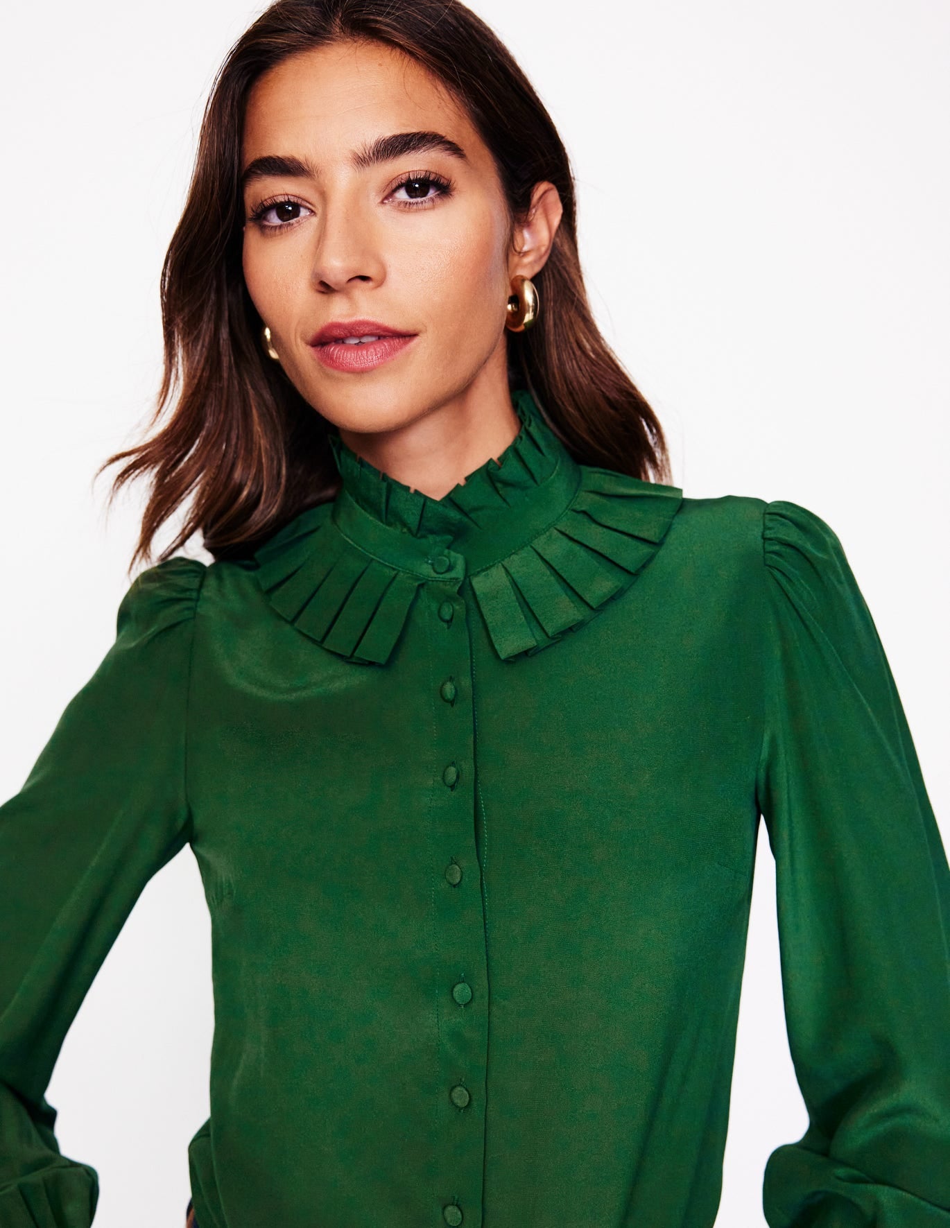 Ruffle Collar Silk Blouse