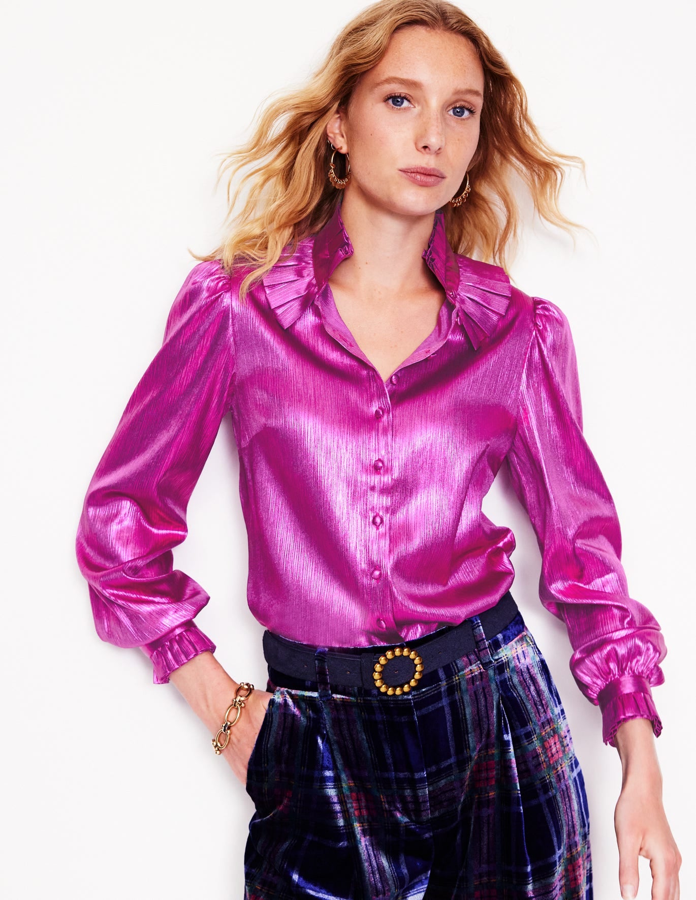 Ruffle Collar Party Blouse