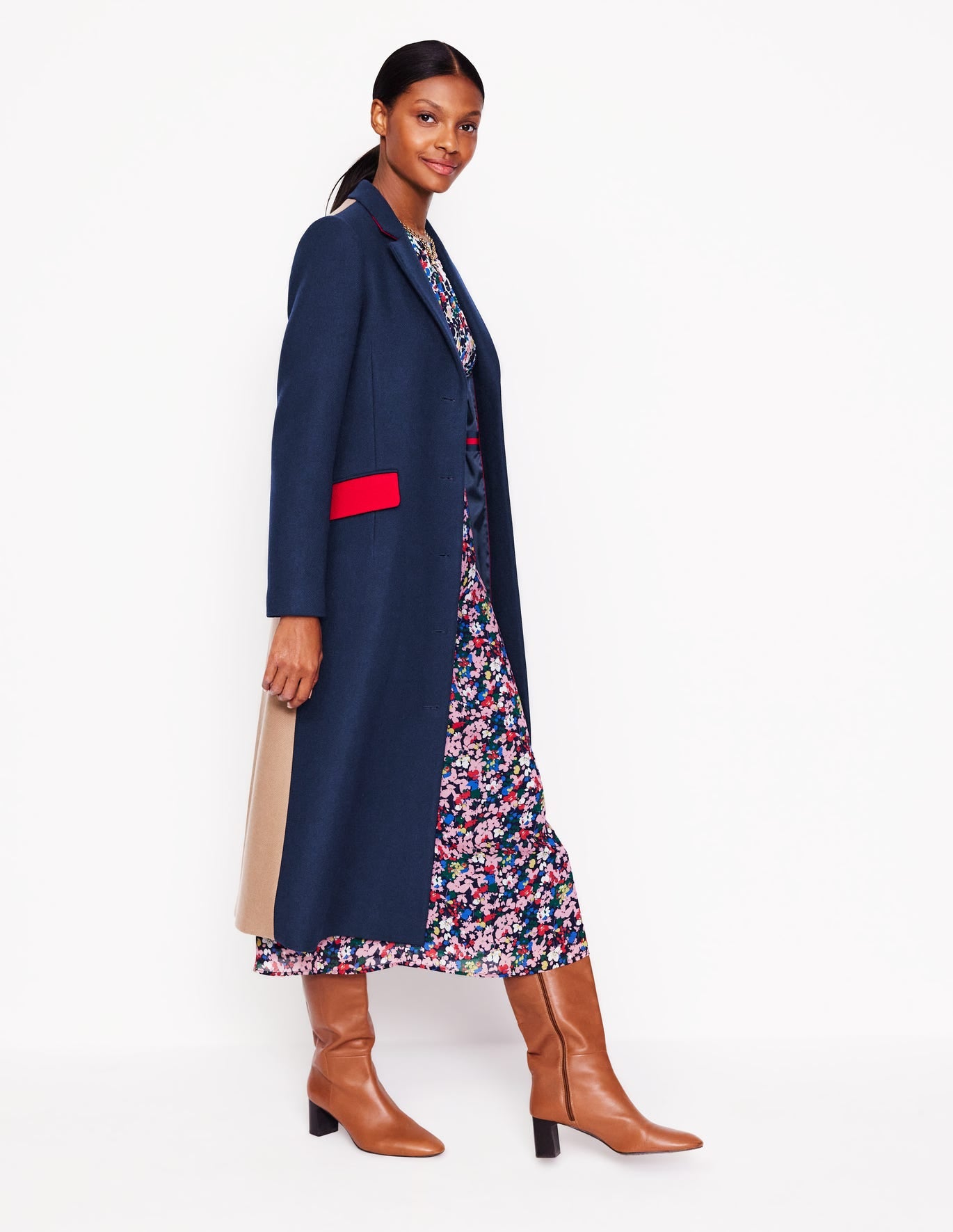 Colourblock Midi Coat