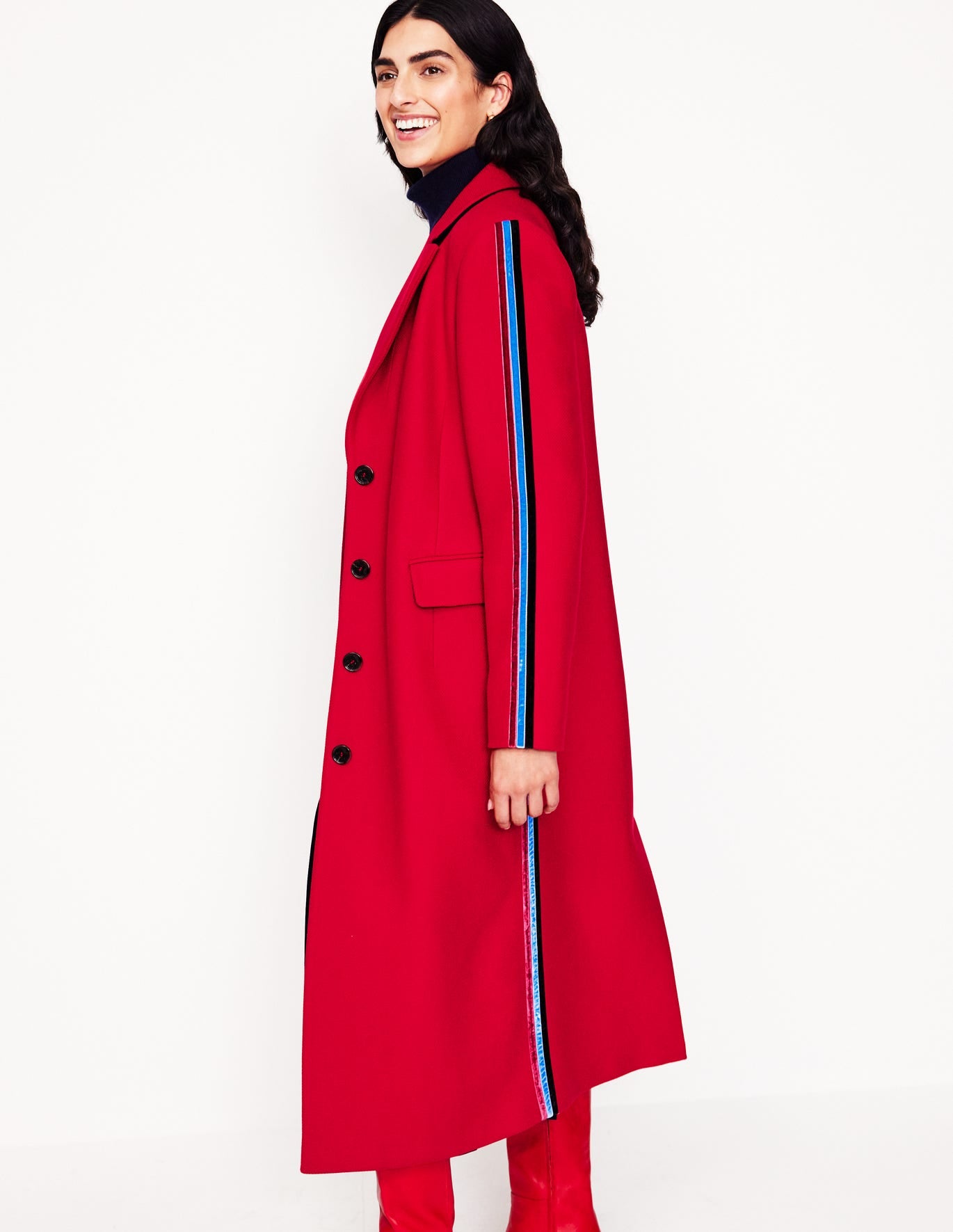 Side Stripe Midi Coat