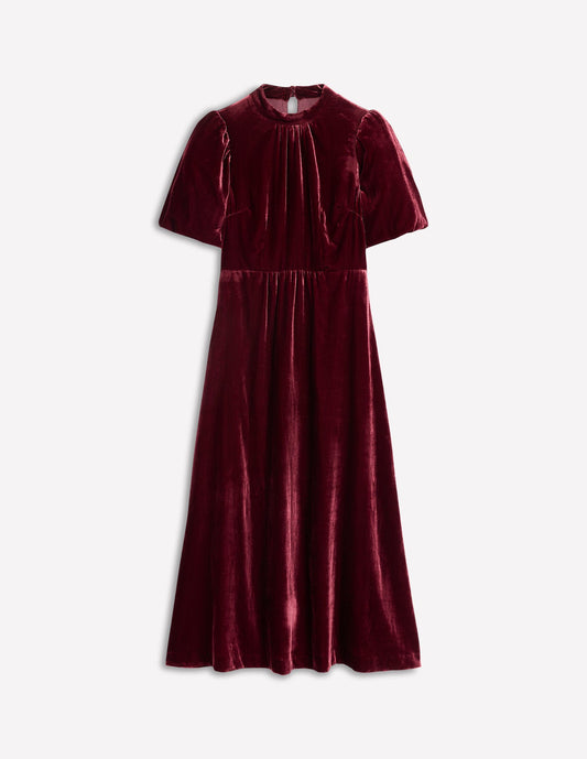 High Neck Velvet Dress