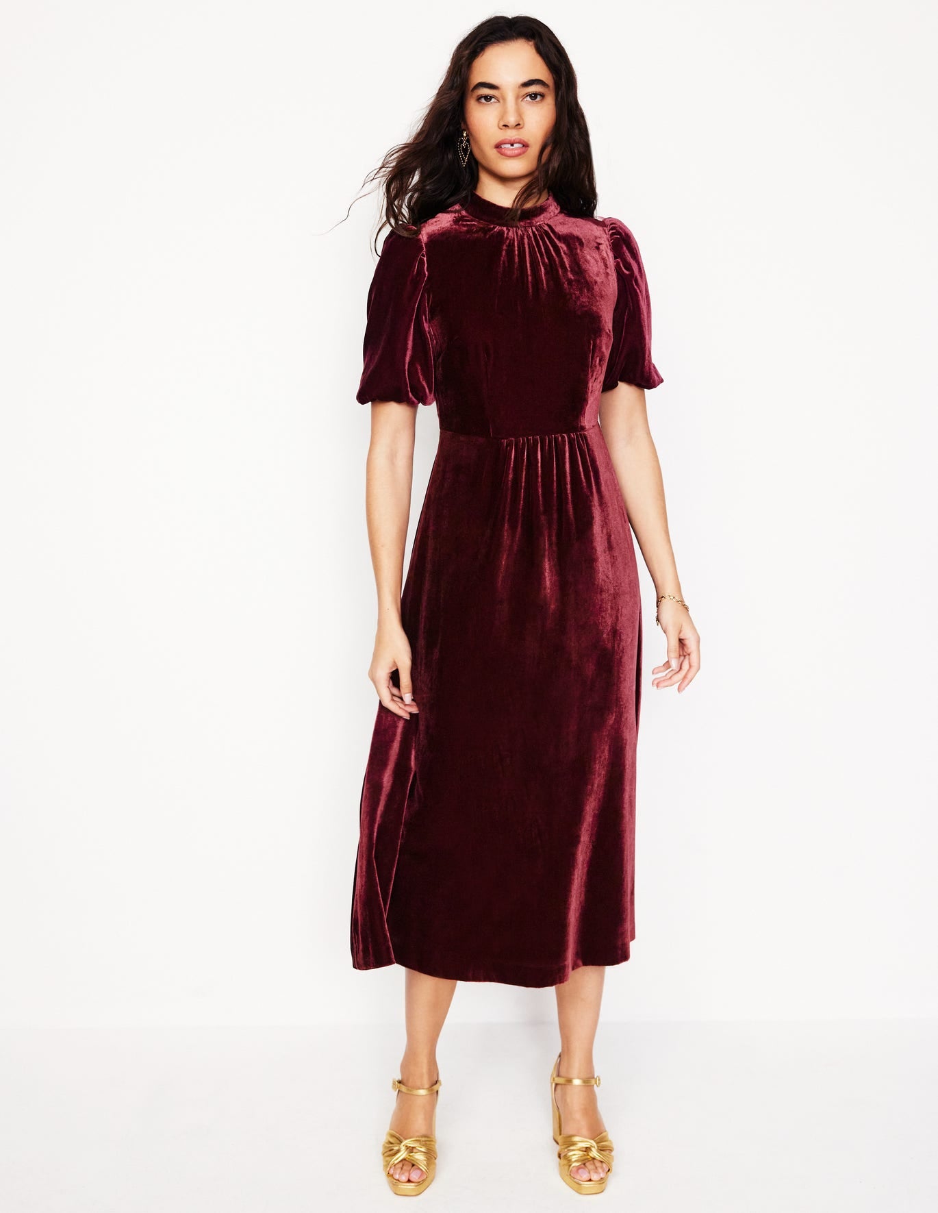 High Neck Velvet Dress