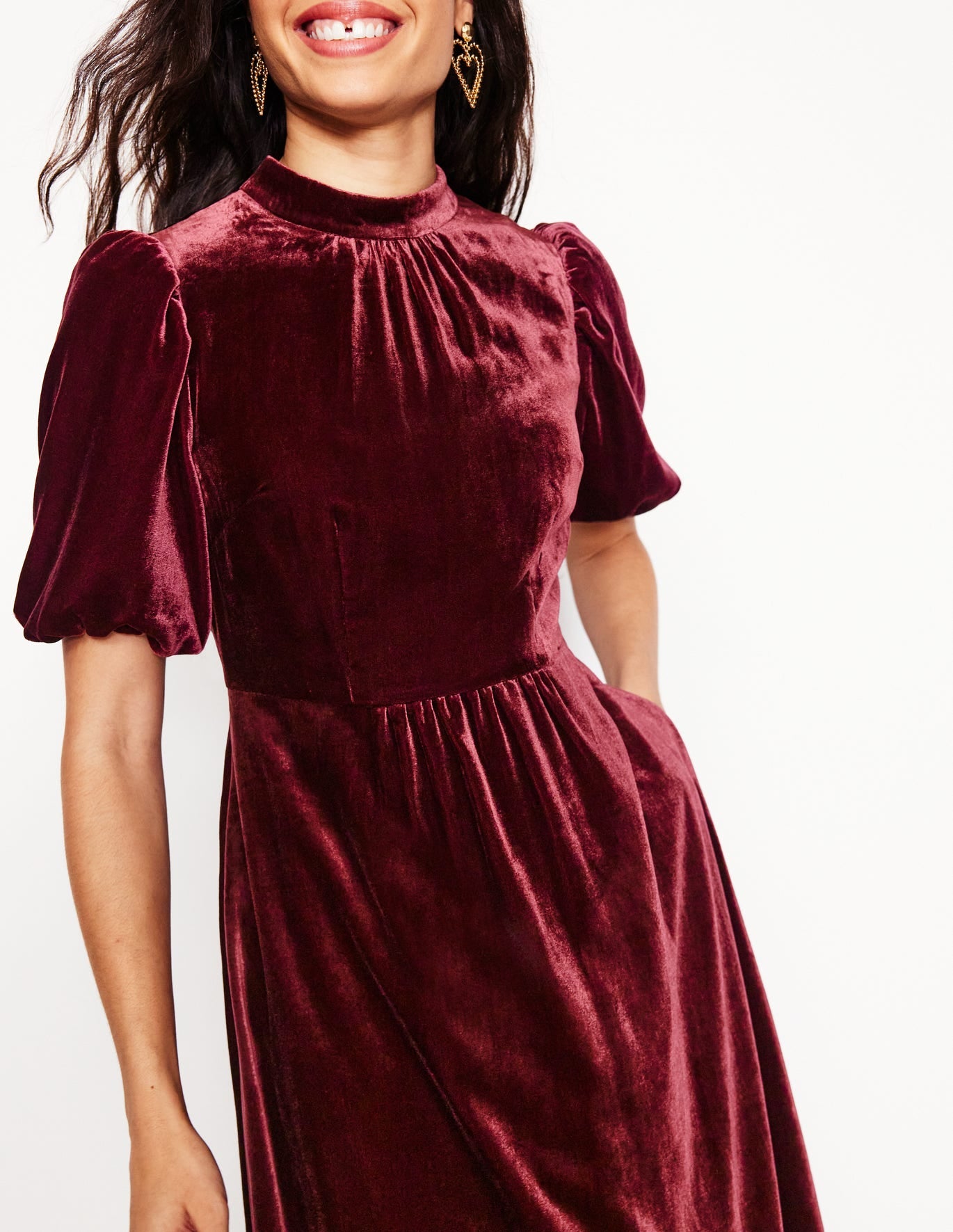 High Neck Velvet Dress