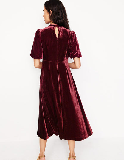 High Neck Velvet Dress