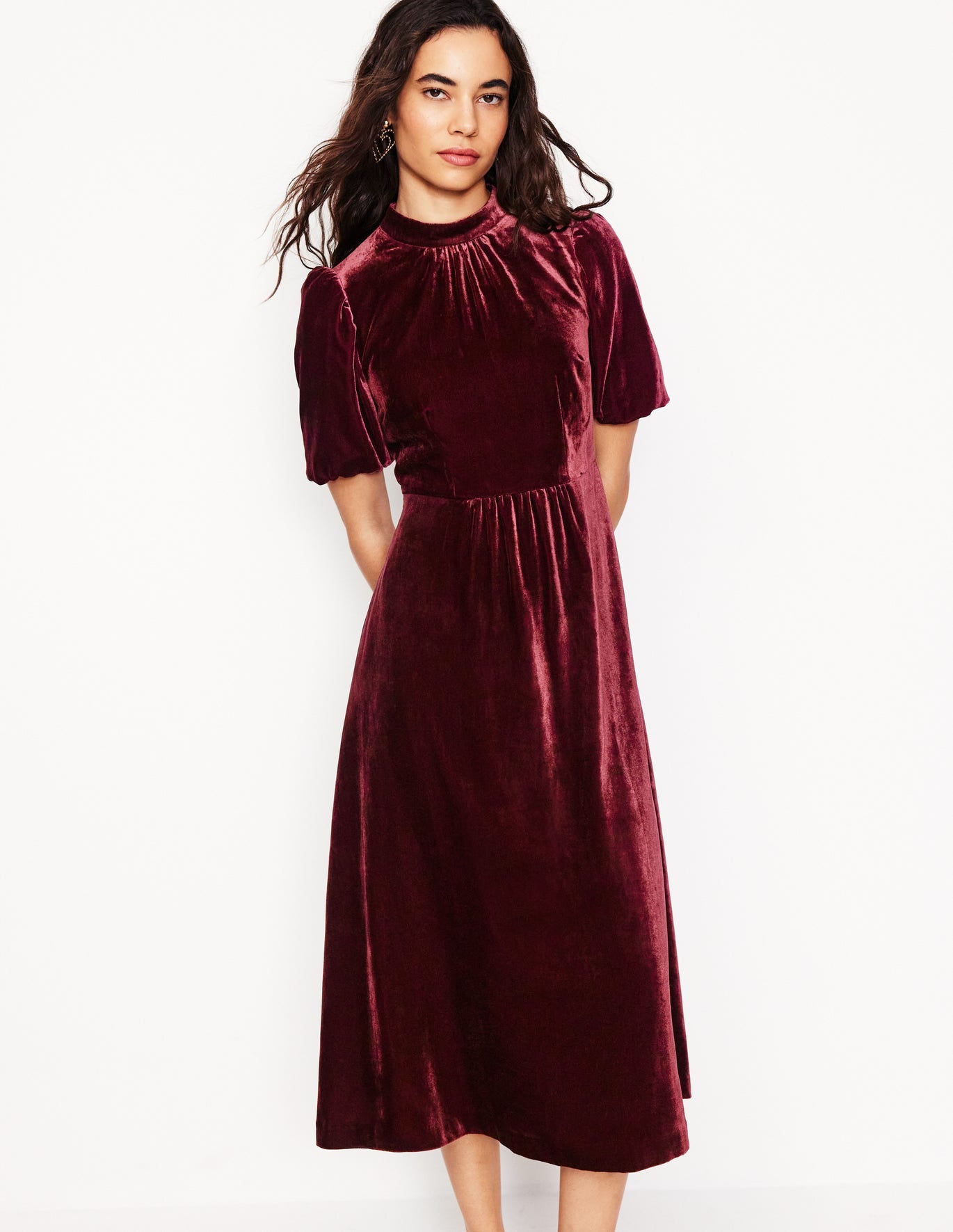 High Neck Velvet Dress