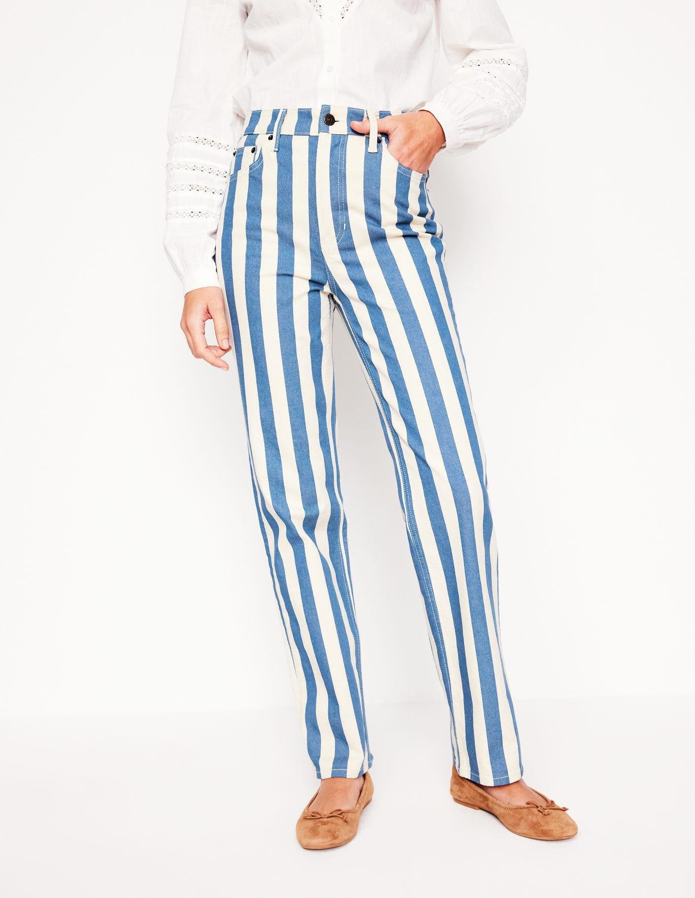 High Rise Stripe Jeans