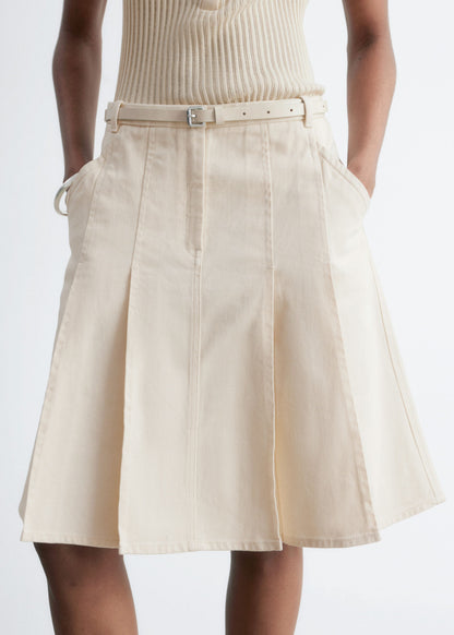 Pleated Cotton Midi Skirt