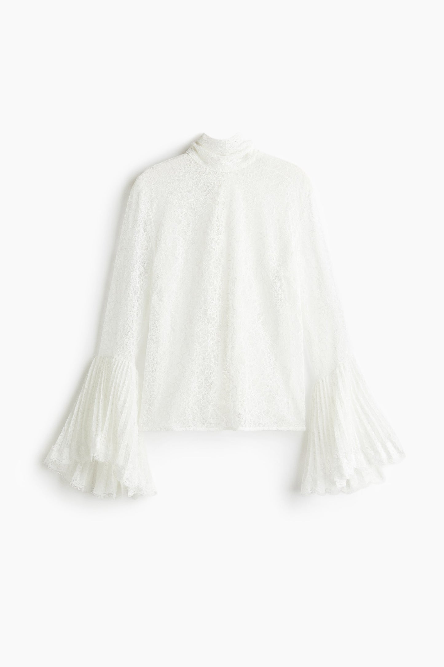 Trumpet-sleeved lace blouse