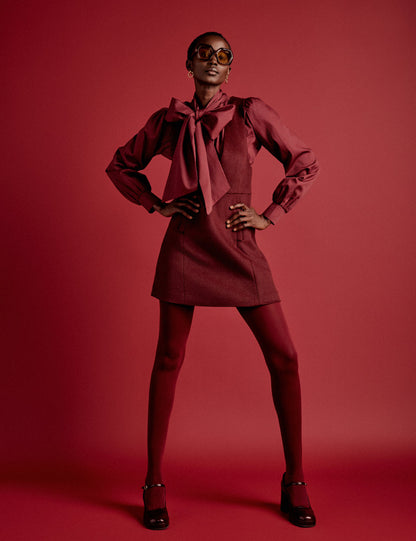 Burgundy Wool Blend Pinafore Dress