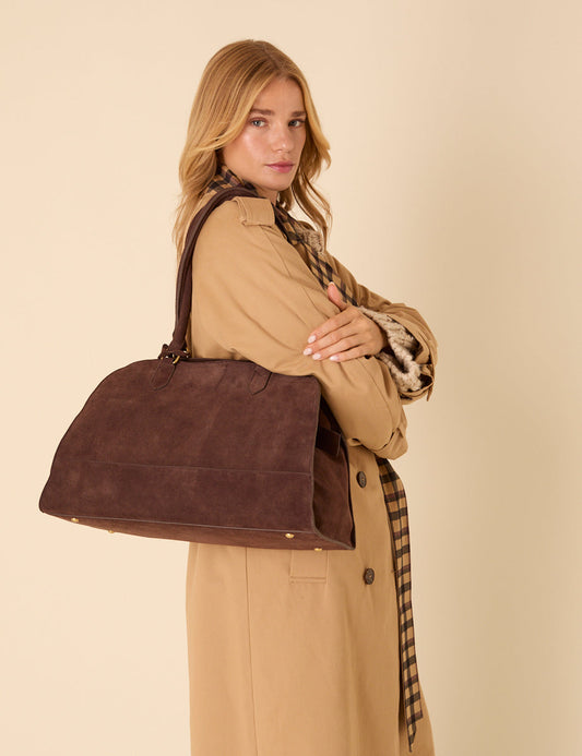 Brown Suede Shoulder Bag