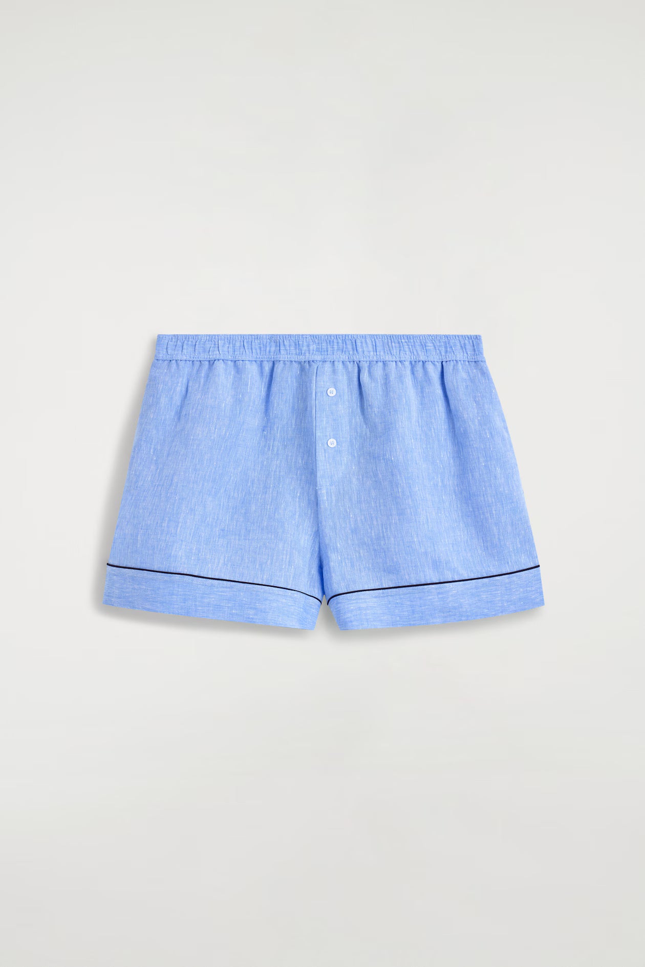 Contrast-piped linen shorts