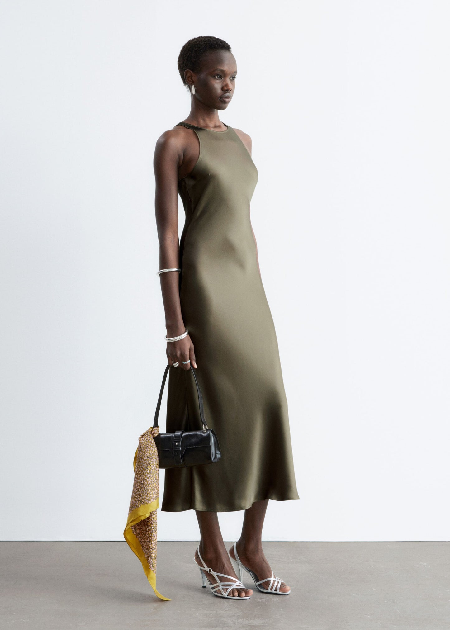 Sleeveless Satin Midi Dress