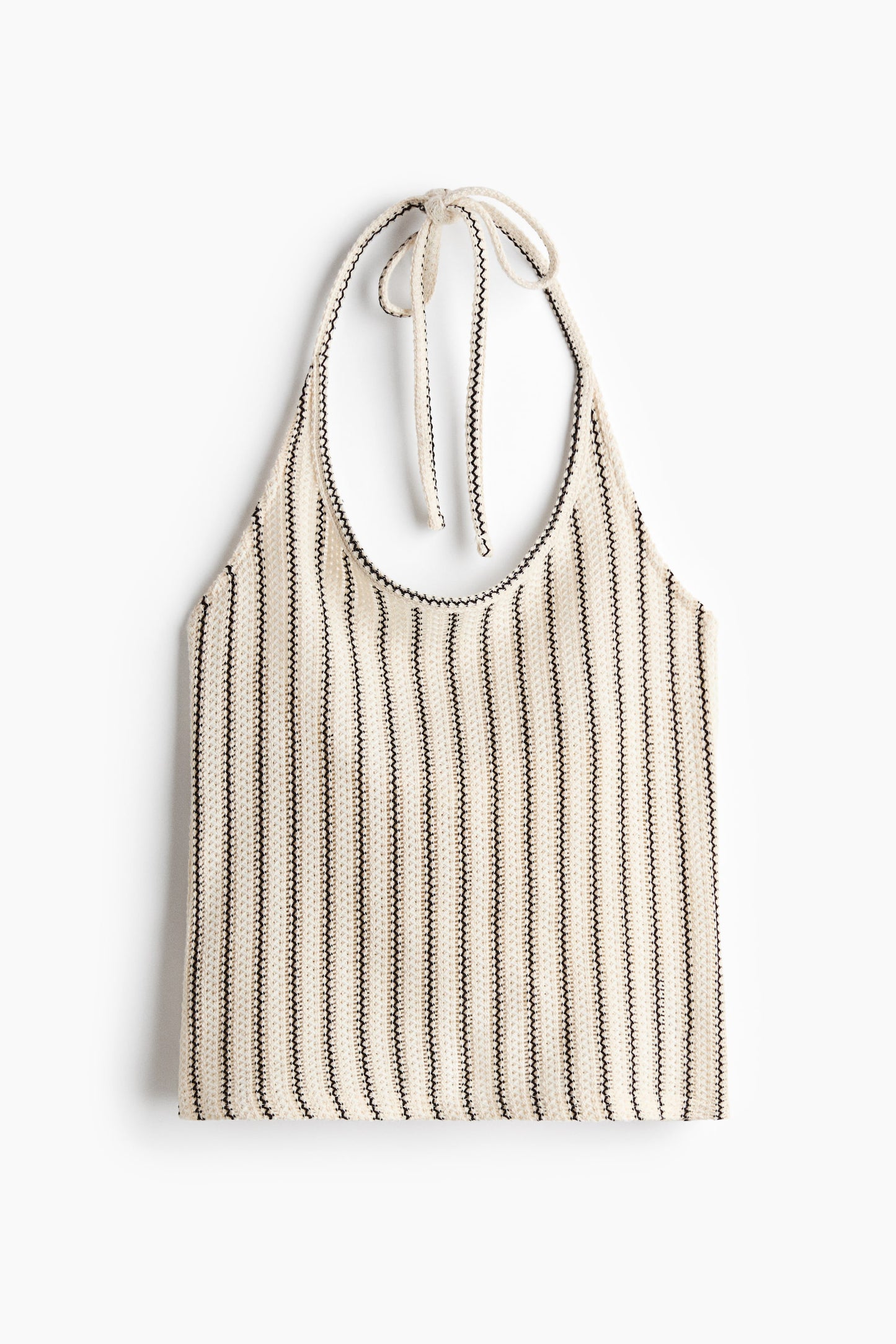 Women's Cream/Striped Pointelle-knit halterneck top | H&M GB
