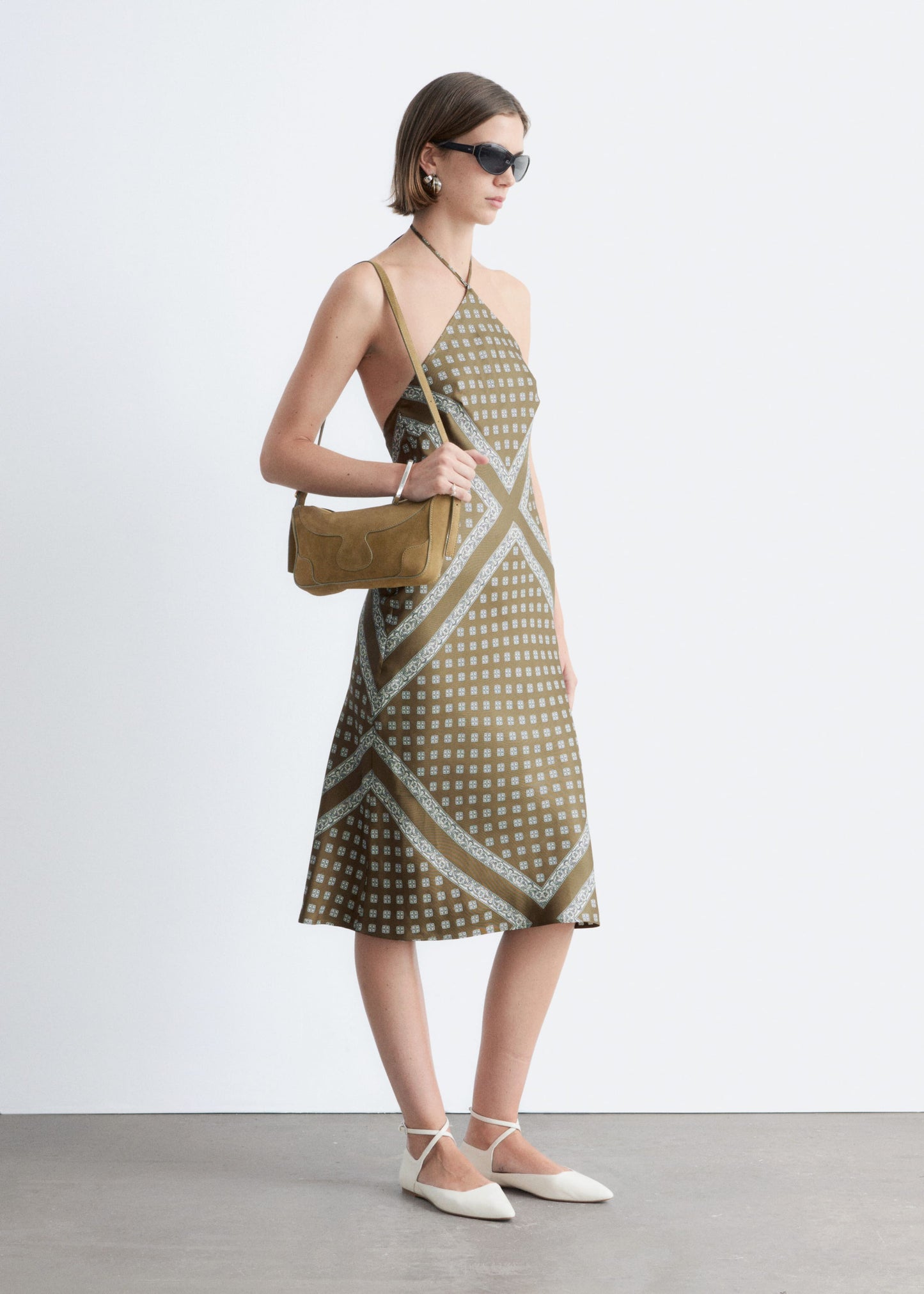 Silk Halterneck Midi Dress