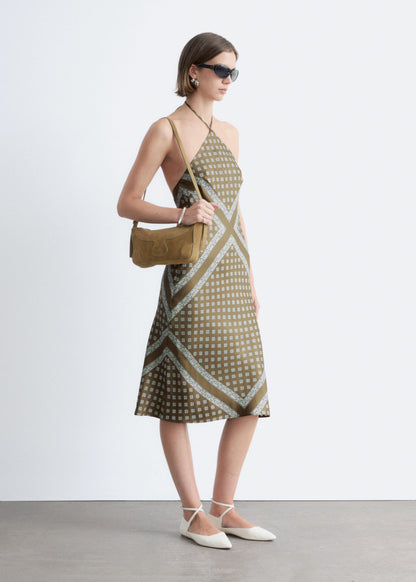 Silk Halterneck Midi Dress