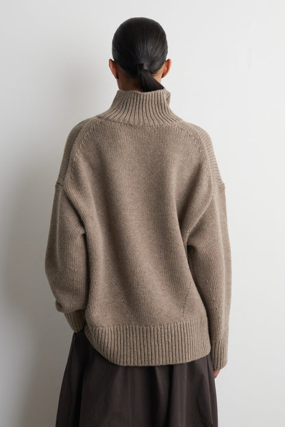 Chunky Funnel-Neck Wool Jumper