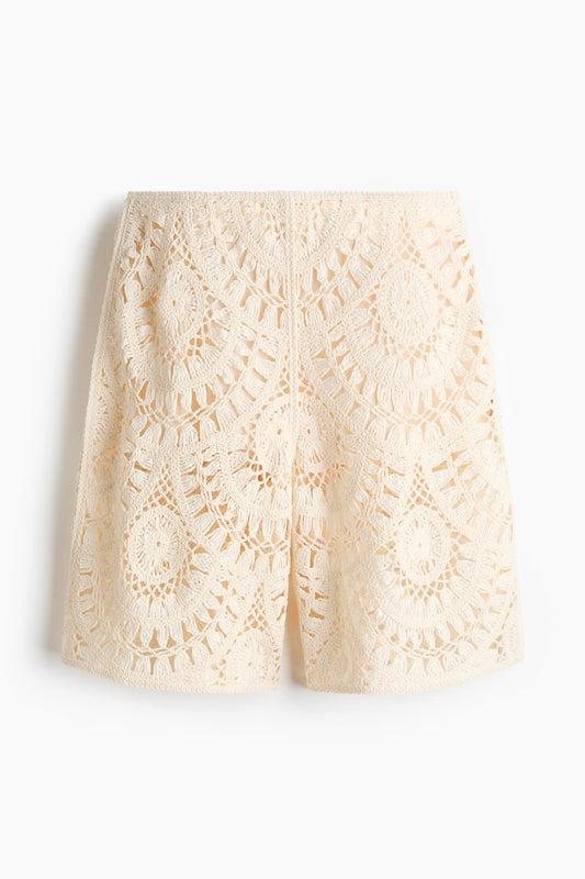 Crochet-look bermuda shorts