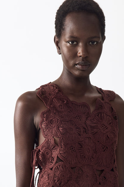 Asymmetric crochet-look top