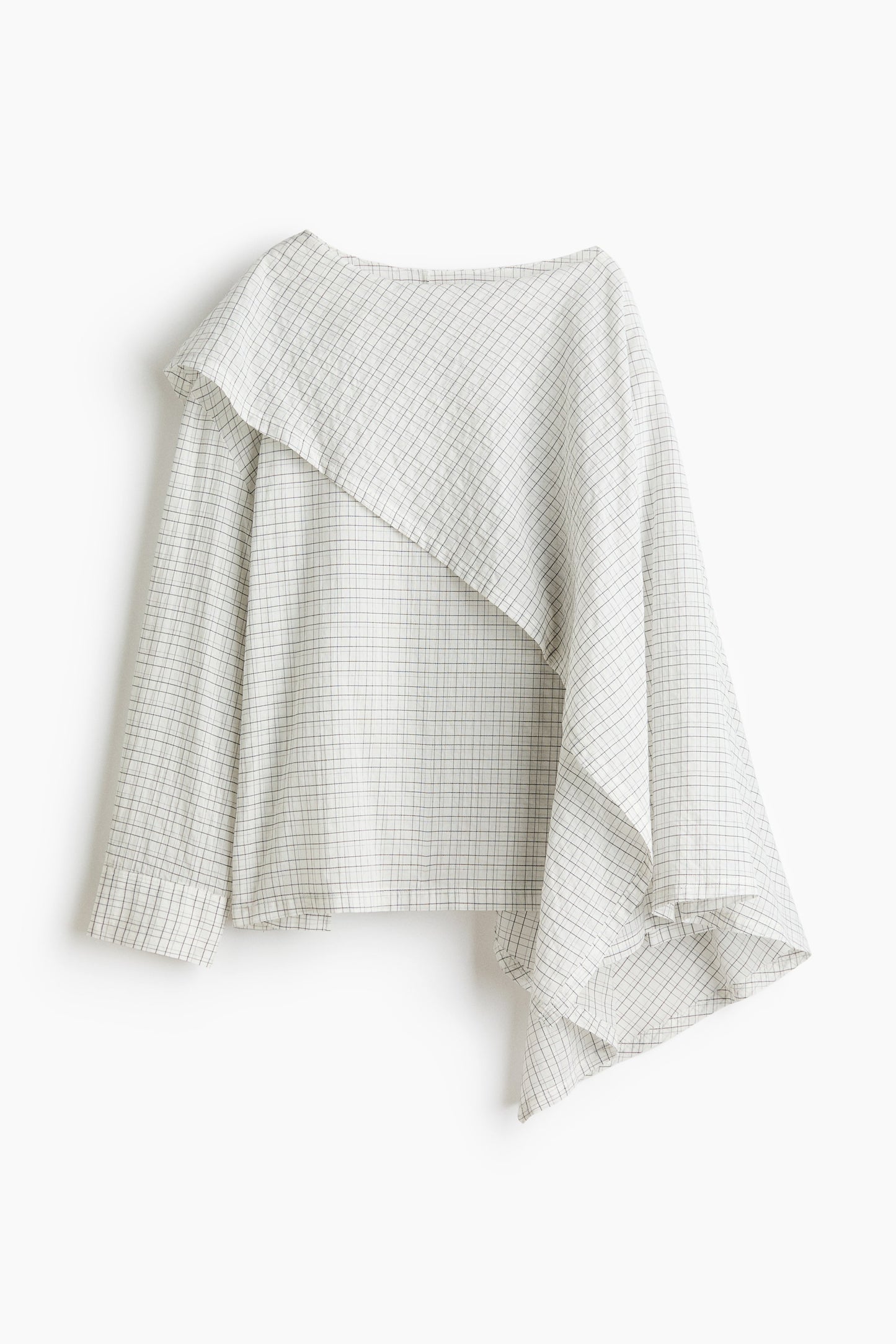 Cape-detail seersucker blouse