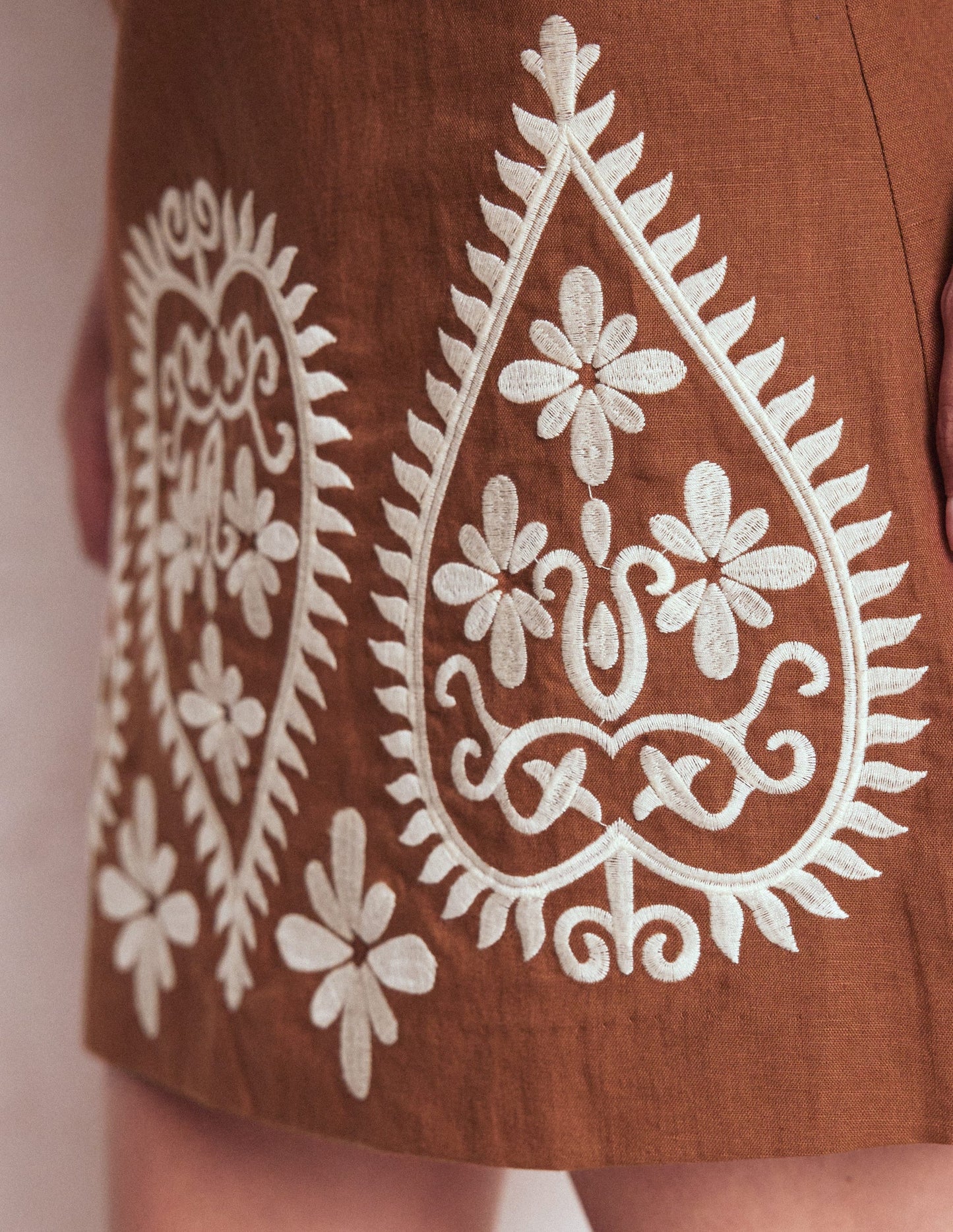 Embroidered Linen Skirt