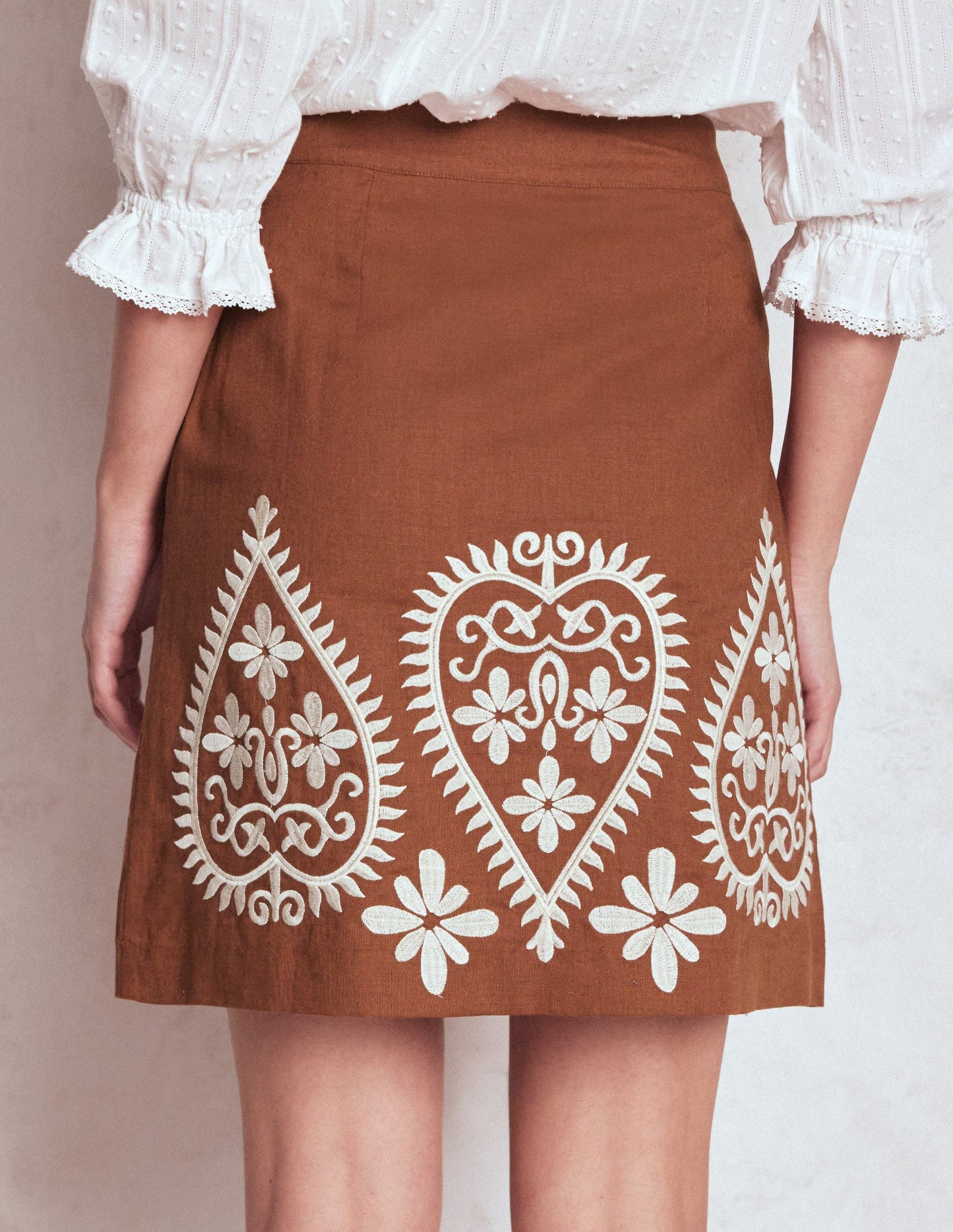 Embroidered Linen Skirt