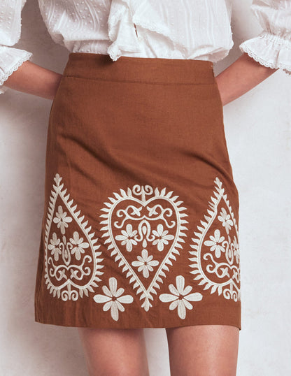 Embroidered Linen Skirt