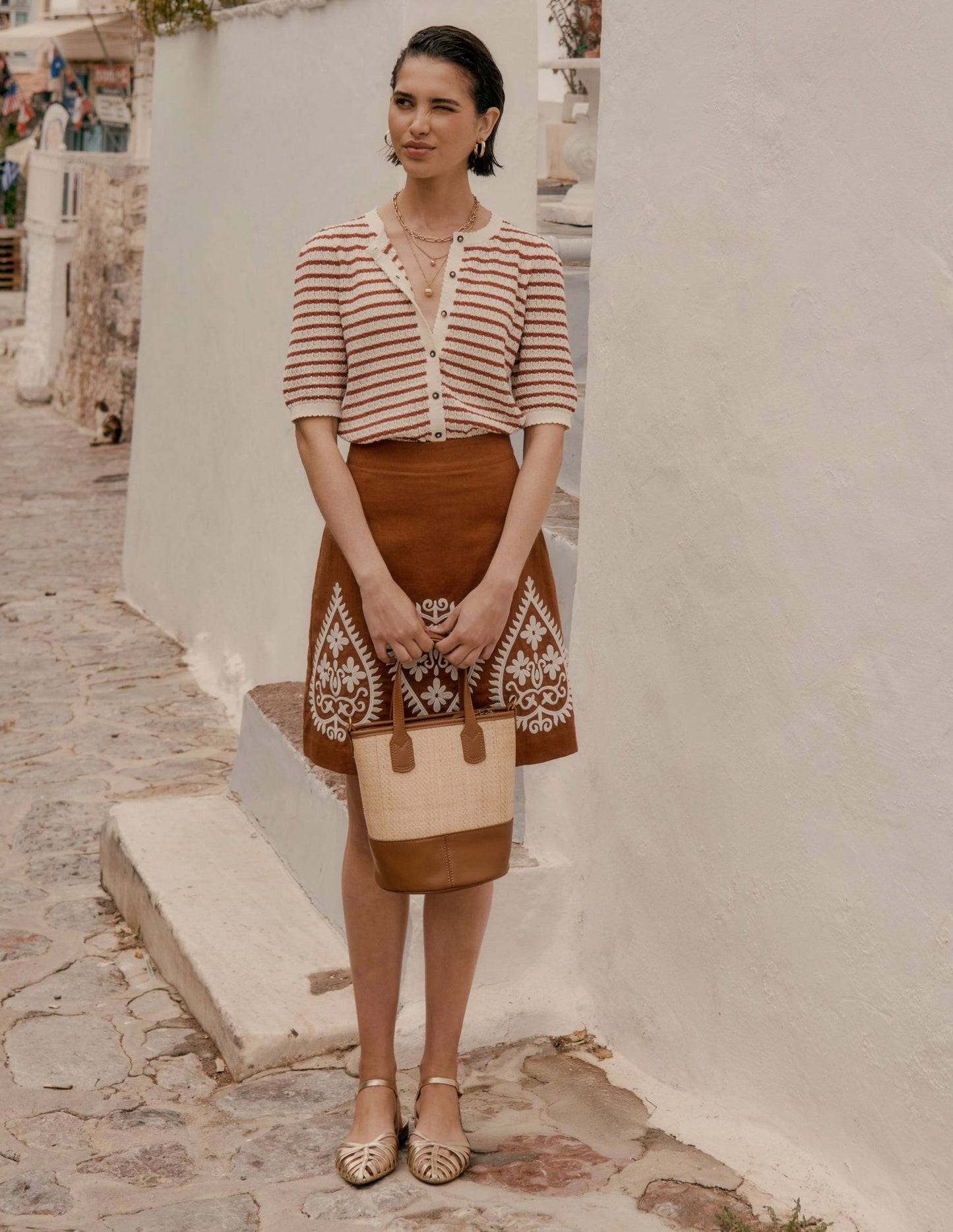 Embroidered Linen Skirt