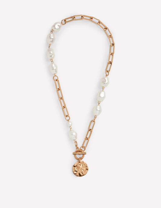 Weathered Faux Pearl Necklace