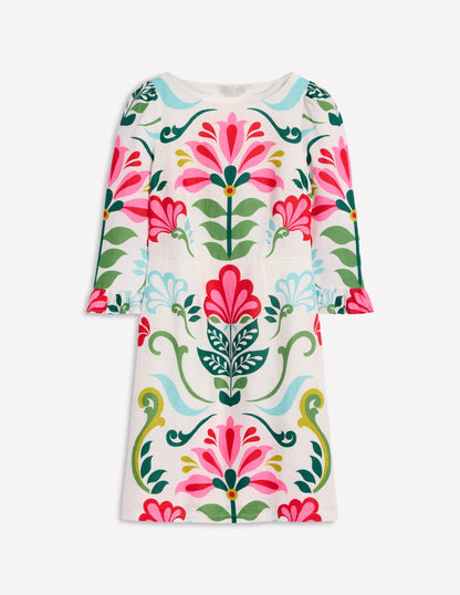 Linen Flute Sleeve Dress