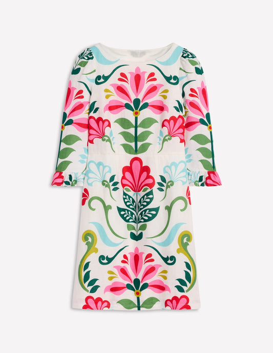 Linen Flute Sleeve Dress