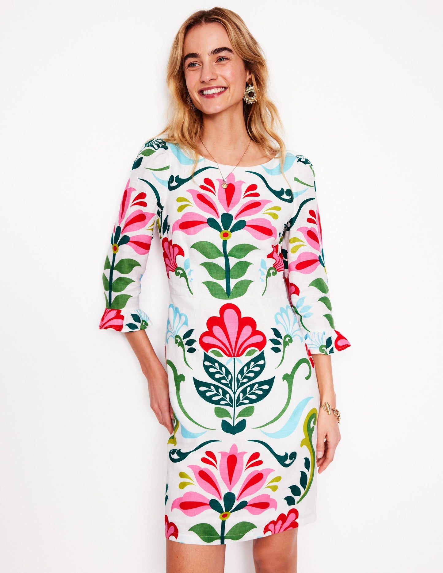 Linen Flute Sleeve Dress