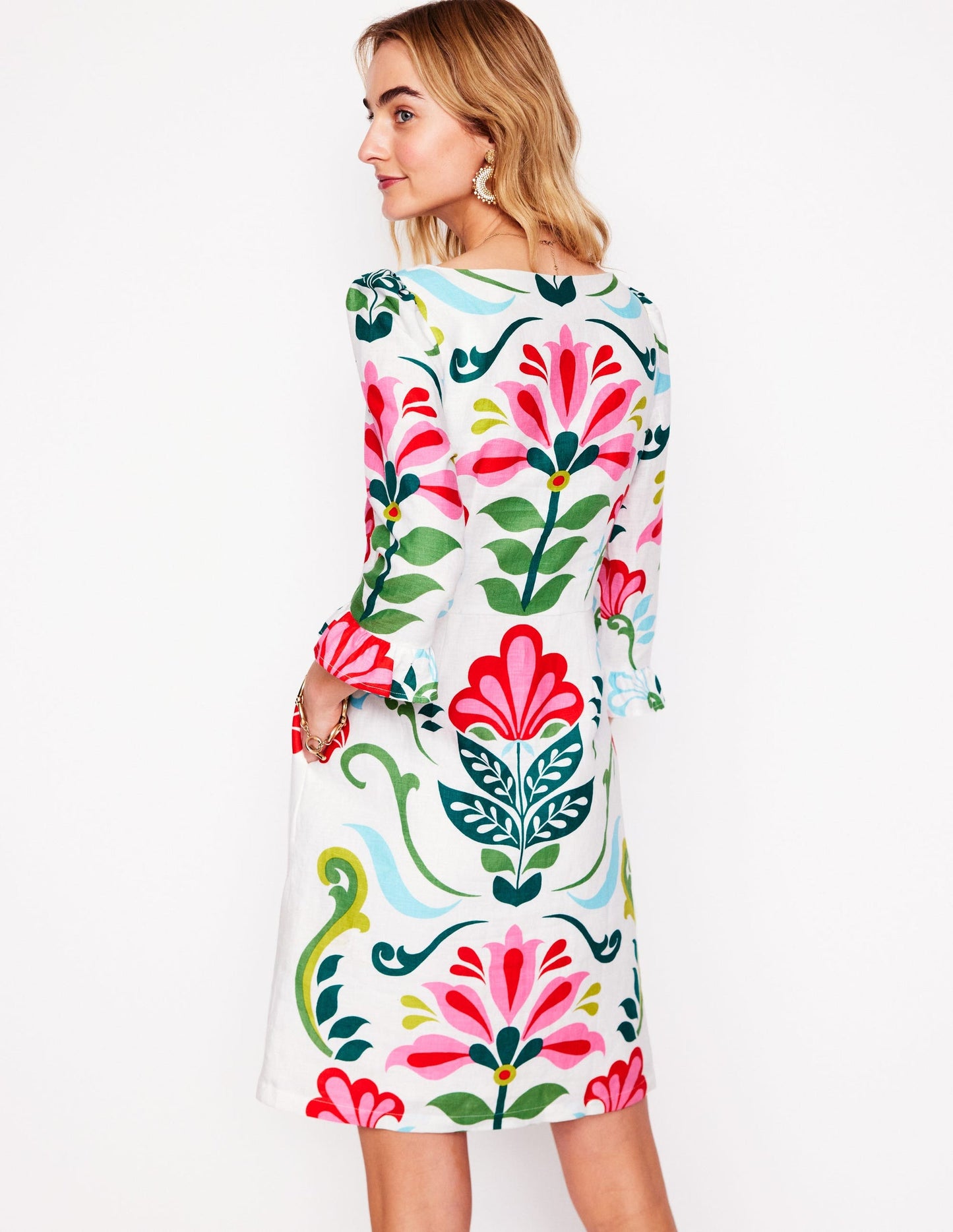 Linen Flute Sleeve Dress