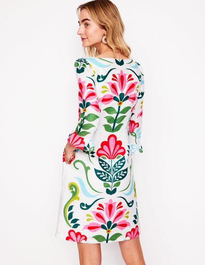 Linen Flute Sleeve Dress