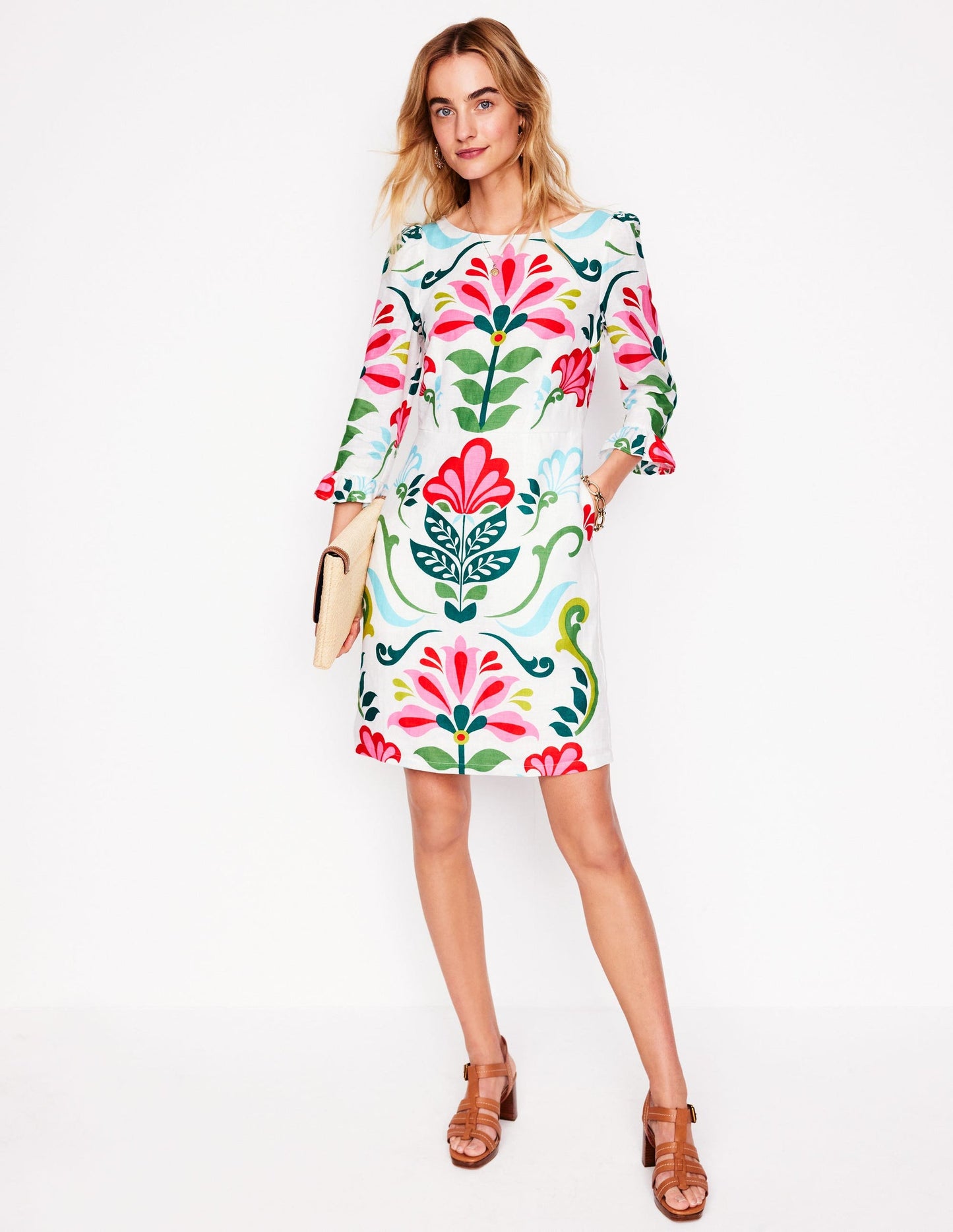 Linen Flute Sleeve Dress