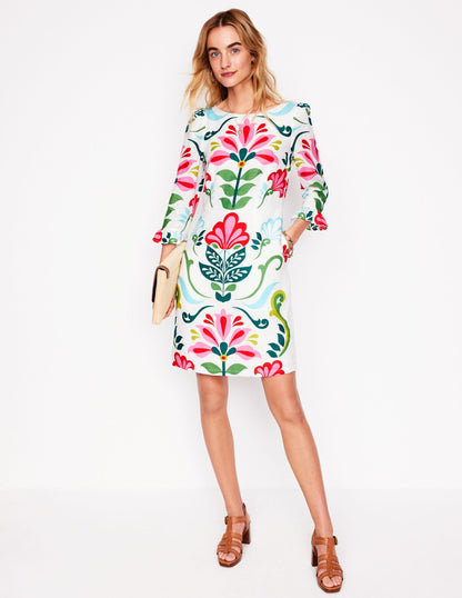 Linen Flute Sleeve Dress