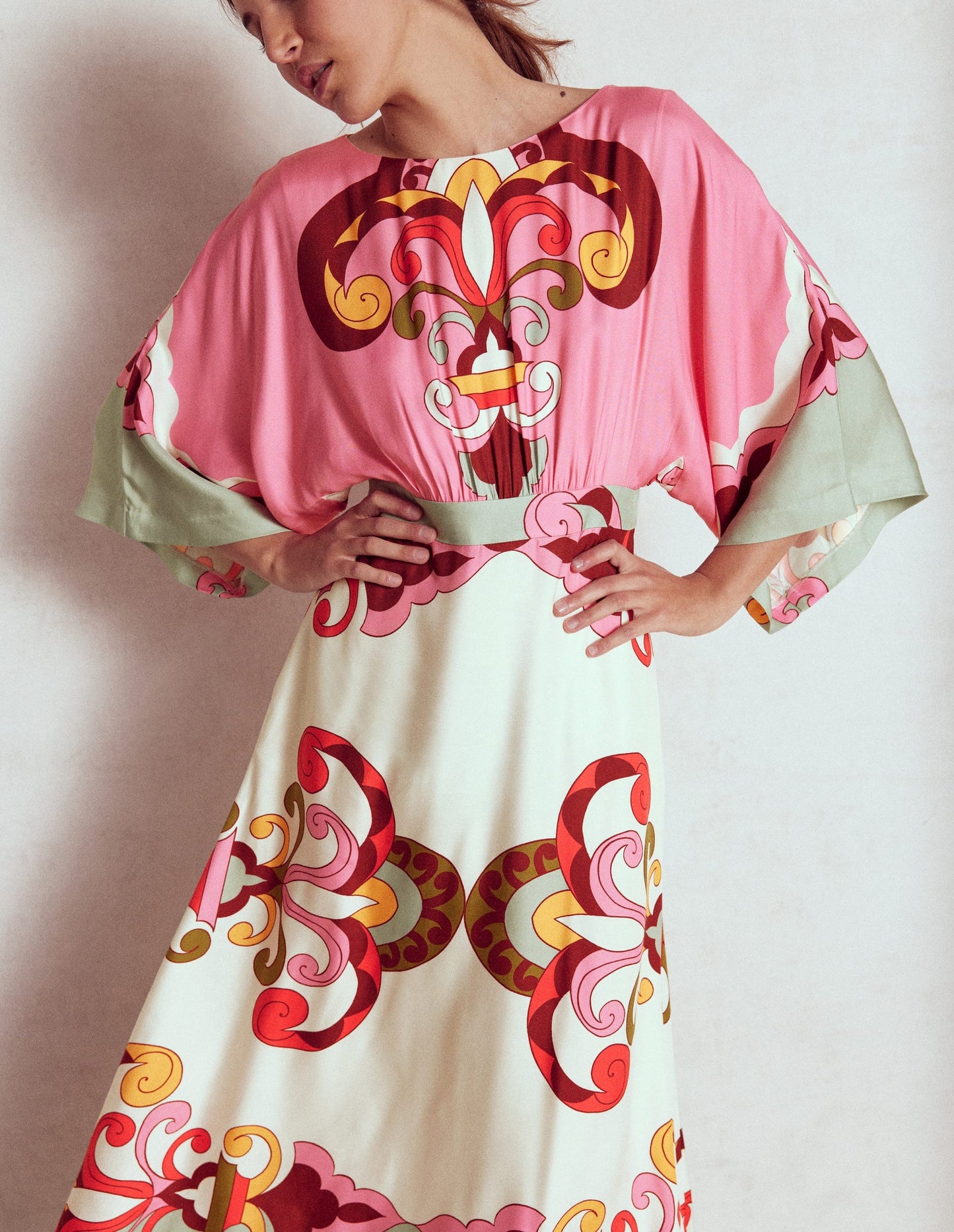 Flute Sleeve Midi Dress