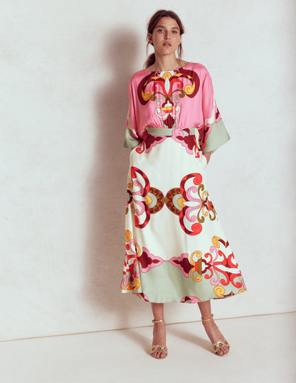 Flute Sleeve Midi Dress