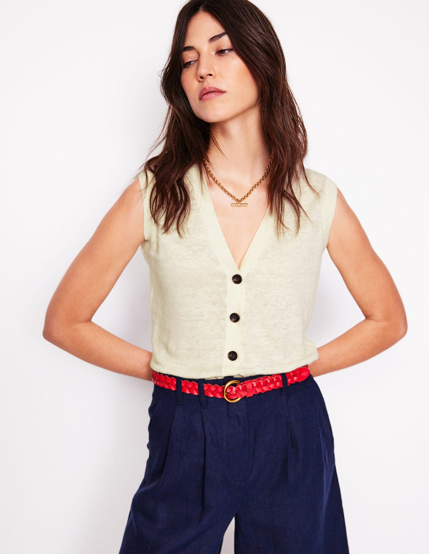 V-Neck Linen Waistcoat