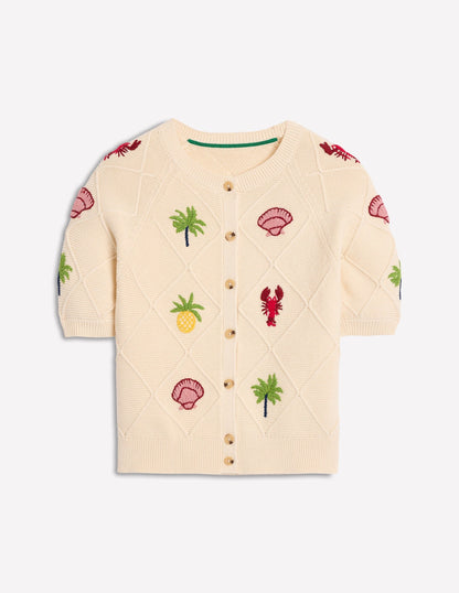 Embroidered T-Shirt Cardigan