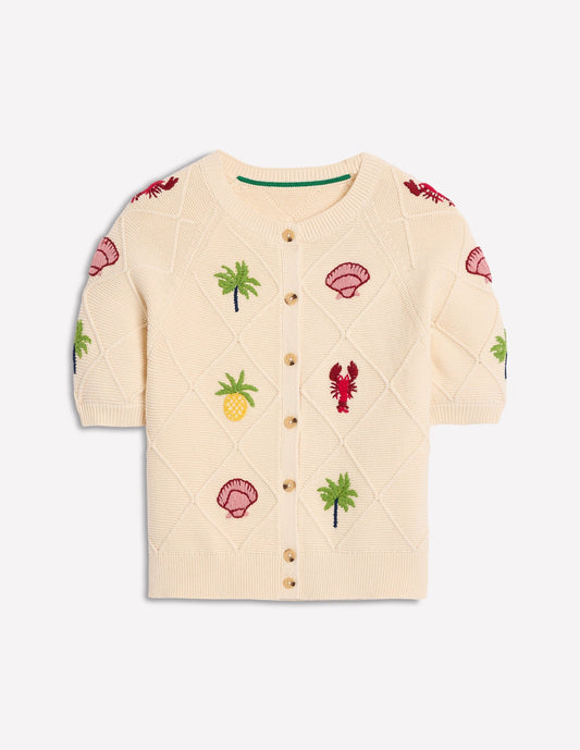 Embroidered T-Shirt Cardigan