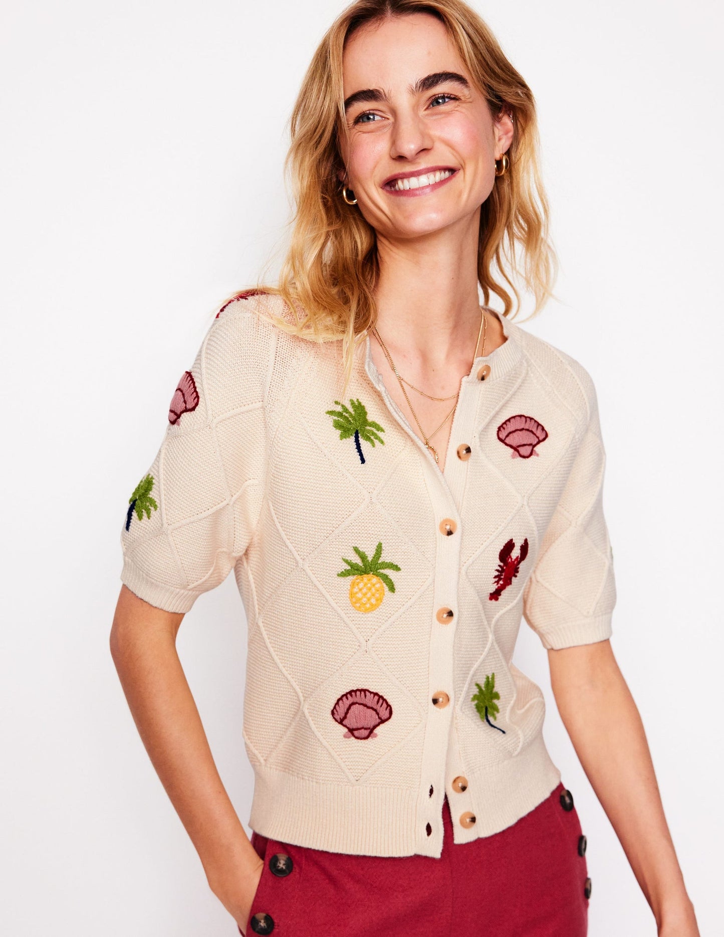 Embroidered T-Shirt Cardigan
