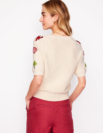 Embroidered T-Shirt Cardigan